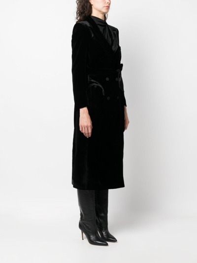 Blazé Milano Double-breasted Velvet Midi Dress In 黑色