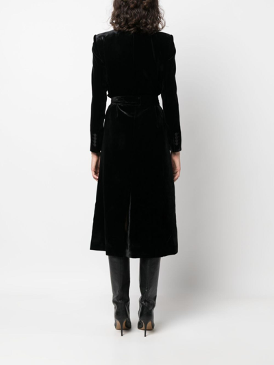 Blazé Milano Double-breasted Velvet Midi Dress In 黑色