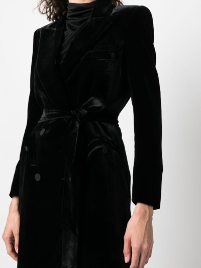 Blazé Milano Double-breasted Velvet Midi Dress In 黑色