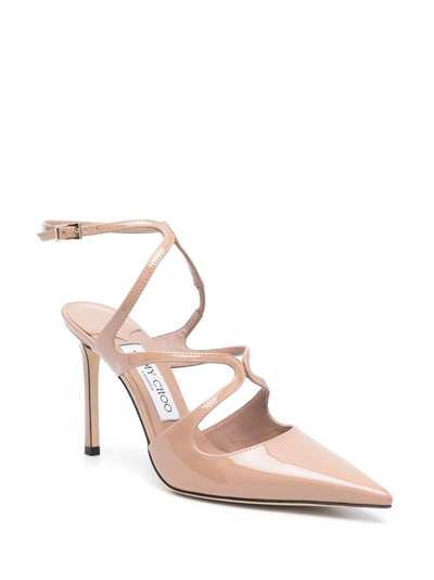 Shop Jimmy Choo Azia 95mm Patent Leather Pumps In Pink