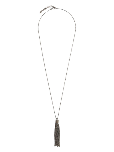 Shop Brunello Cucinelli Tassel-detail Fringed Necklace In 银色