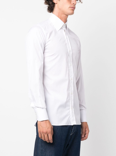 Tom Ford Broadcloth Button Long Sleeve Shirt In White