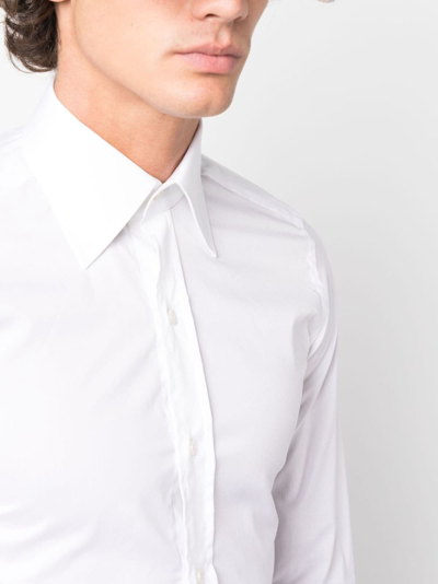 Tom Ford Broadcloth Button Long Sleeve Shirt In White