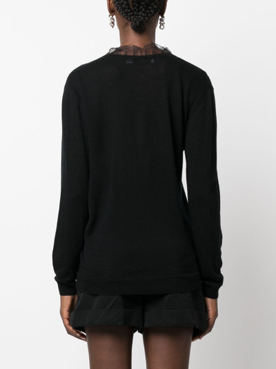 Iro Haby Lace Trim V Neck Sweater In 黑色