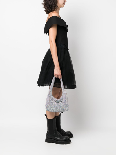 Shop Kara Crystal Mesh Armpit Shoulder Bag In 蓝色