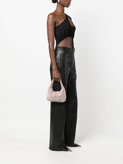 Shop Kara Mini Crystal Mesh Shoulder Bag In Pink