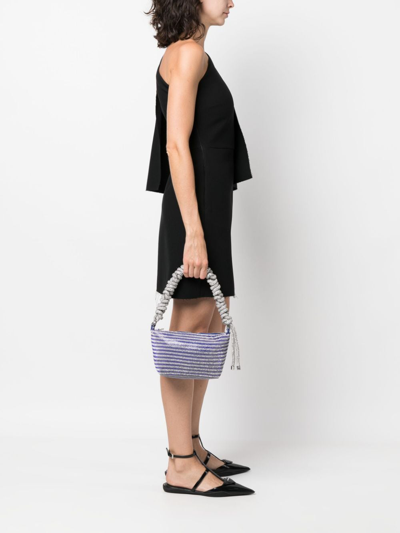 Shop Kara Crystal Mesh Phone Cord Shoulder Bag In 蓝色