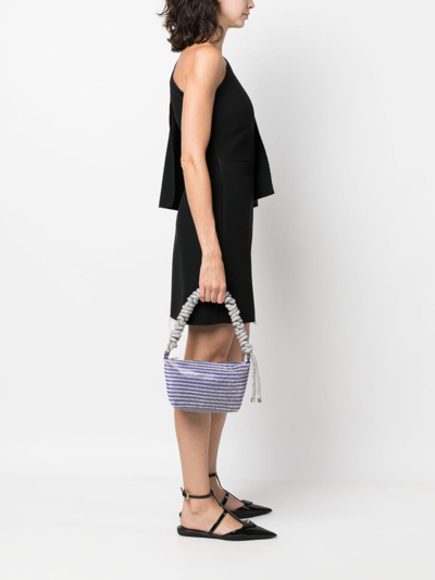 Kara Crystal Mesh Phone Cord Shoulder Bag In 蓝色