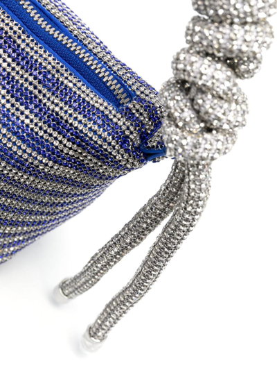Kara Crystal Mesh Phone Cord Shoulder Bag In 蓝色