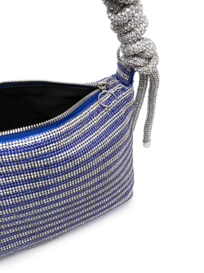 Kara Crystal Mesh Phone Cord Shoulder Bag In 蓝色