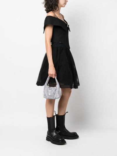 Shop Kara Crystal Mesh Armpit Mini Bag In 蓝色