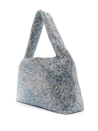 Shop Kara Crystal Mesh Armpit Mini Bag In 蓝色