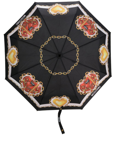 Shop Moschino Graphic-print Umbrella In Black