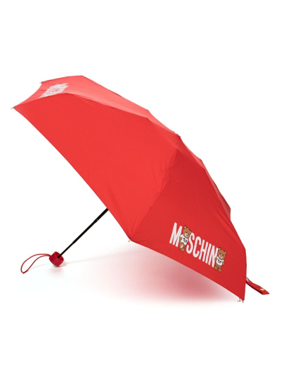 Shop Moschino Logo-print Umbrella In Red