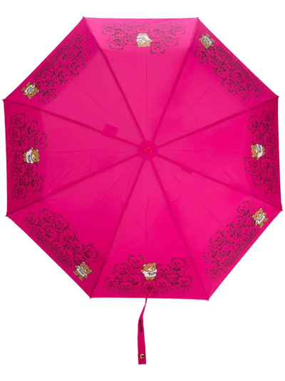 Shop Moschino Teddy Bear-motif Compact Umbrella In Pink