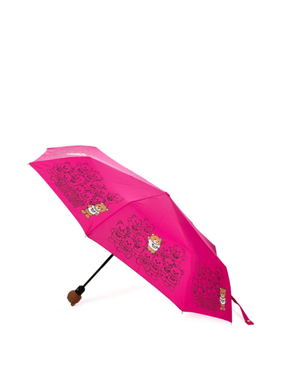 Shop Moschino Teddy Bear-motif Compact Umbrella In Pink