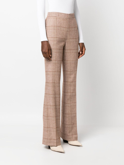 Twinset Plaid-check Flared Trousers In 中性色