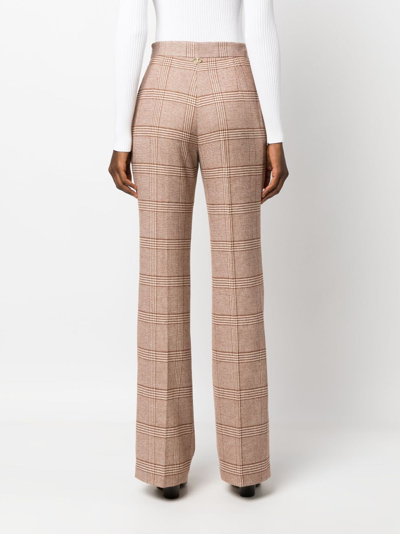 Twinset Plaid-check Flared Trousers In 中性色