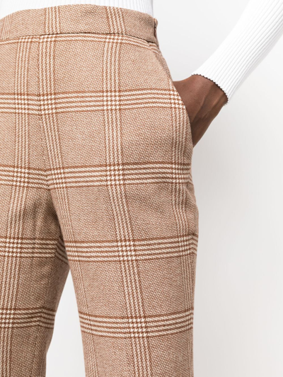 Twinset Plaid-check Flared Trousers In 中性色