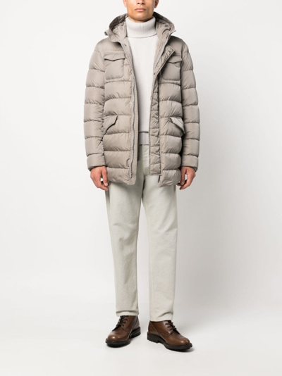 Herno Zipped Hooded Padded Coat In 灰色