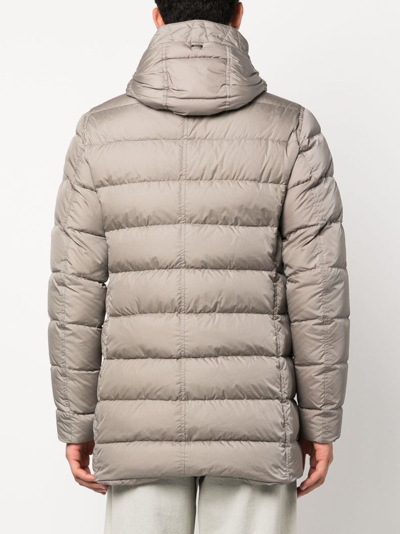 Herno Zipped Hooded Padded Coat In 灰色