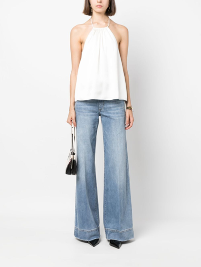 Shop Alice And Olivia Gathered-neck Open-back Top In 白色
