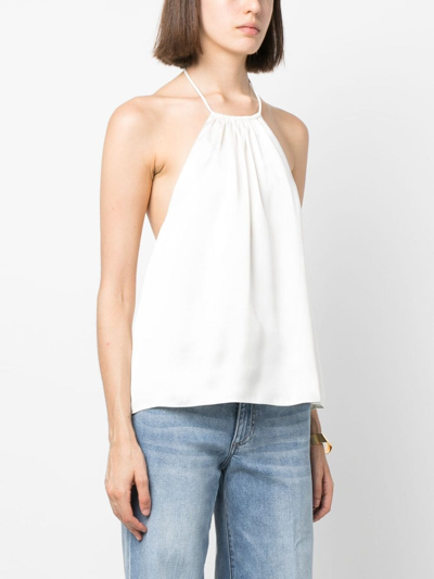 Shop Alice And Olivia Gathered-neck Open-back Top In 白色