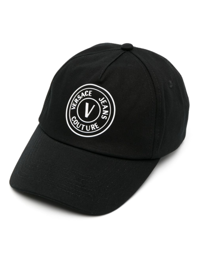 Shop Versace Jeans Couture Logo-print Cotton Baseball Cap In Black