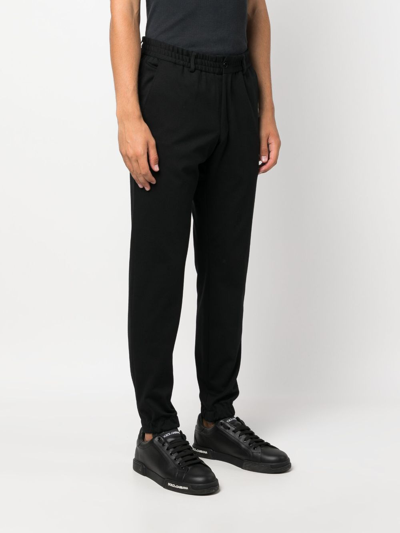 Shop Karl Lagerfeld Chase Stretch-cotton Track Pants In 黑色
