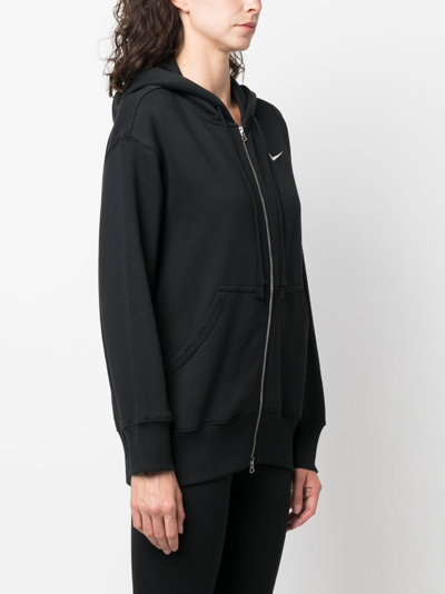 Shop Nike Phoenix Logo-embroidered Zip-up Hoodie In 黑色