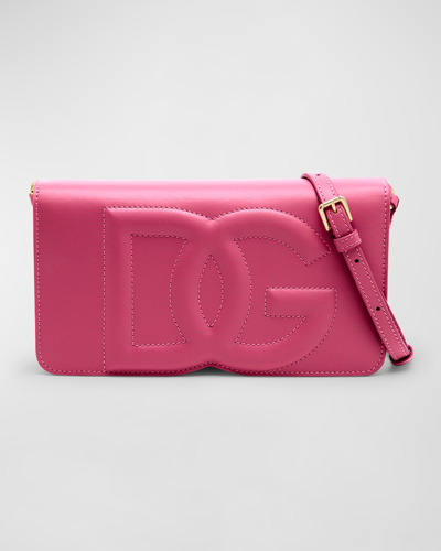 Shop Dolce & Gabbana Dg Logo Micro Leather Crossbody Bag In Glicine