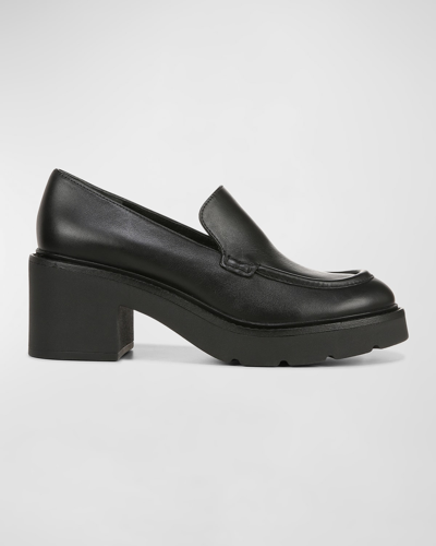 Shop Vince Rowe Platform Leather Loafers In Black