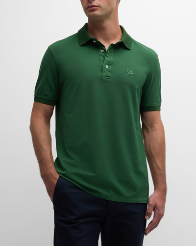 Shop Isaia Men's Cotton Pique Polo Shirt In Medium