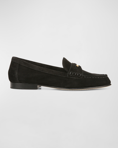 Shop Veronica Beard Suede Coin Penny Loafers In Black