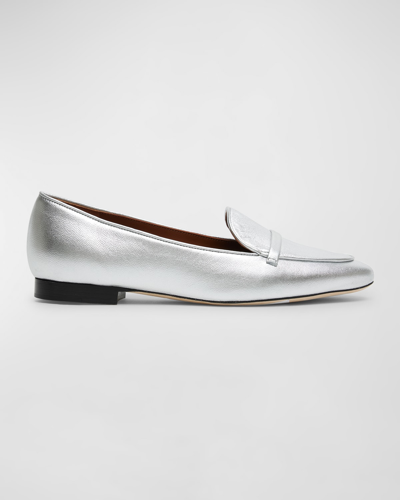 Shop Malone Souliers Bruni Metallic Flat Loafers In Silver