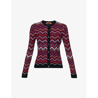 Shop Missoni Women's Multi Tones Wave Round-neck Knitted Cardigan