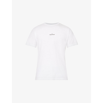 Shop Stone Island Men's White Logo-print Crewneck Cotton-jersey T-shirt
