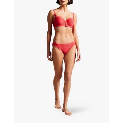 Shop Ted Baker Womens Coral Shanees Logo-embellished Low-rise Bikini Bottoms In Orange