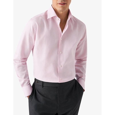 Shop Eton Men's Pink Business Signature Mitered-cuff Regular-fit Cotton-twill Shirt
