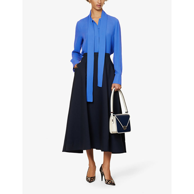 Valentino Pussy-bow Silk Shirt In Serenity