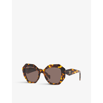 Shop Prada Women's Brown Pr 16ws Irregular-frame Acetate Sunglasses