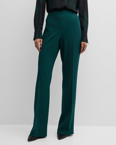 Shop Lafayette 148 Gates High-rise Flare Pants In Deep Ivy