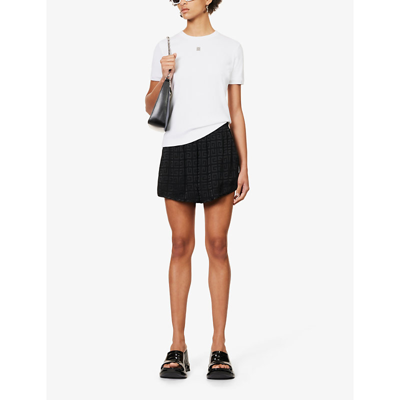 Shop Givenchy Womens Black Logo-pattern Mid-rise Woven Shorts
