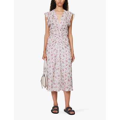Shop Isabel Marant Womens Ecru Lyndsay Floral-print Chiffon Midi Dress