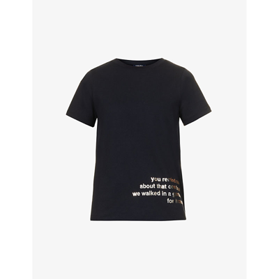 Shop 's Max Mara Aris Text-print Cotton-jersey T-shirt In Ultramarine