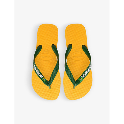 Shop Havaianas Women's Pop Yellow Brasil-logo Rubber Flip Flops