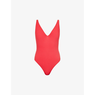 Shop Seafolly Womens Chilli Red Sea Dive V-neck Crinkled Swimsuit