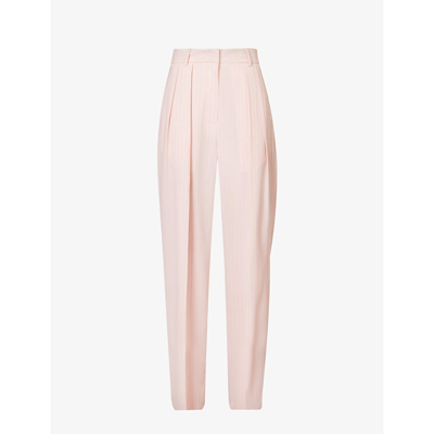 Shop The Frankie Shop Frankie Shop Womens Pink Pinstripe Tansy Wide-leg High-rise Pleated Trousers