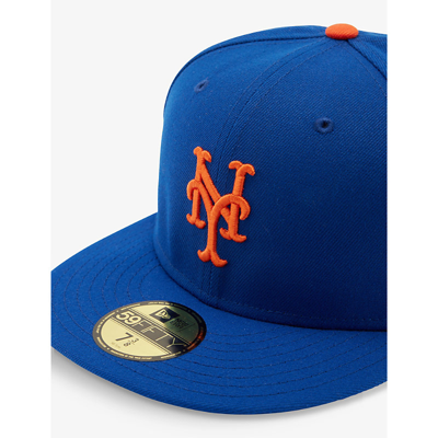 Shop New Era Mens Blue 59fifty New York Mets Brand-embroidered Cotton-twill Cap