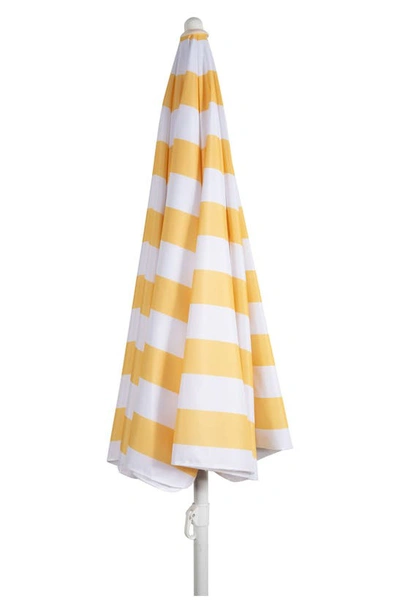 Picnic Time Yellow Cabana Stripe Portable Beach Umbrella In Yellow